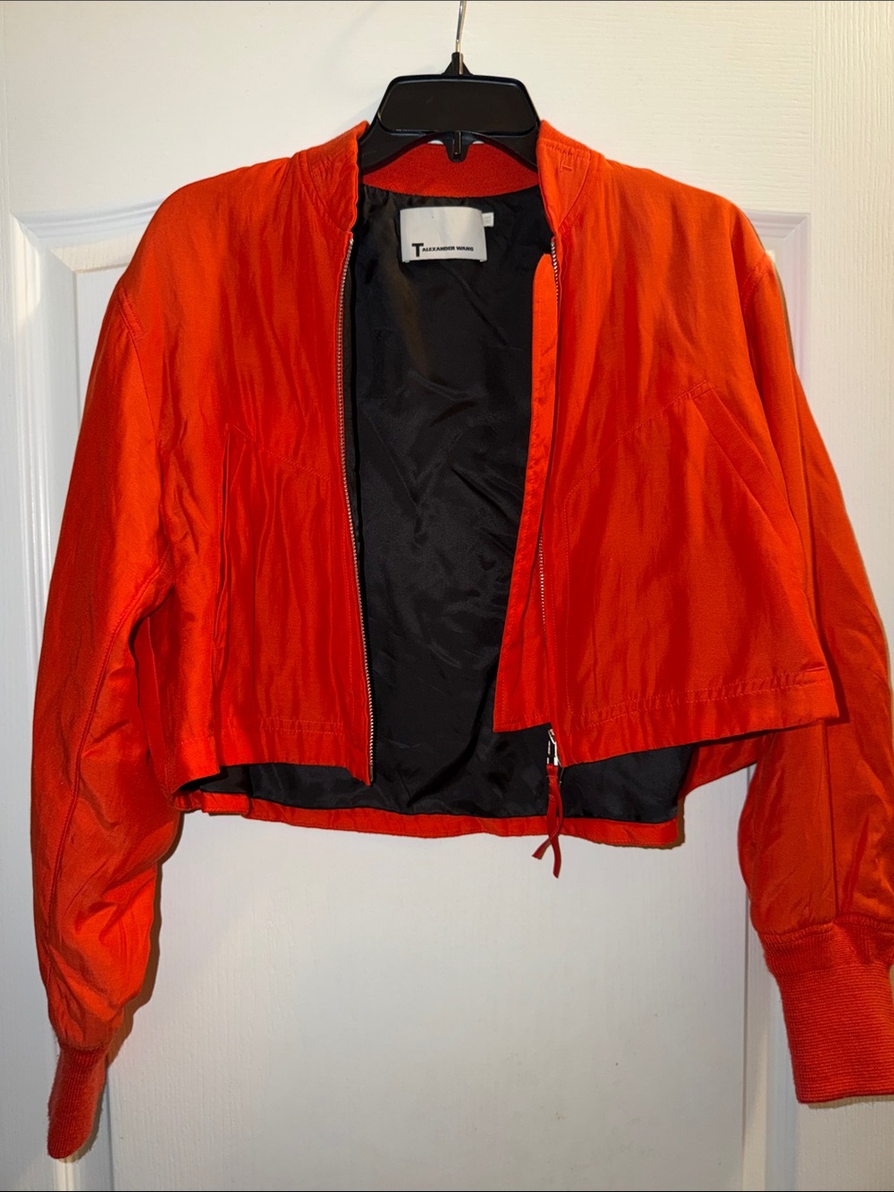 T Alexander Wang Women's Cropped Zip Front Jacket - Orange